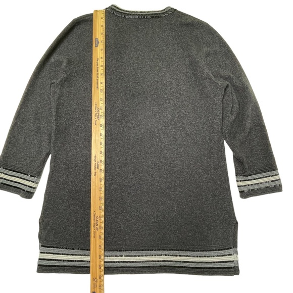 Neiman Marcus Charcoal Grey Beaded Cashmere Tunic Sweater Size Large - Picture 11 of 11